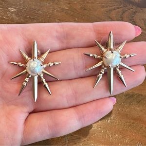 Kendra Scott Rose Gold and Pearl starburst stud earrings